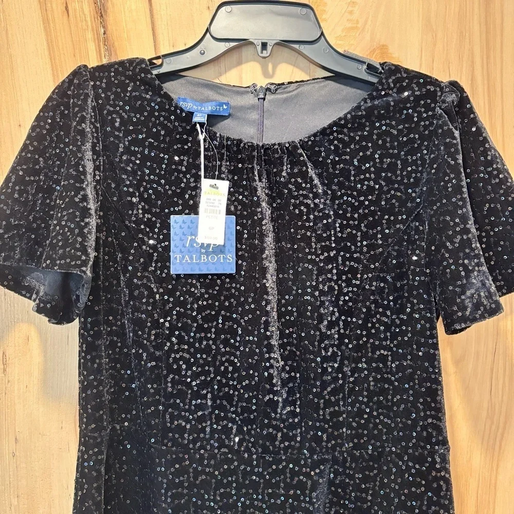 NWT Talbots RSVP VELVET SEQUINED FIT & FLARE DRESS 6P